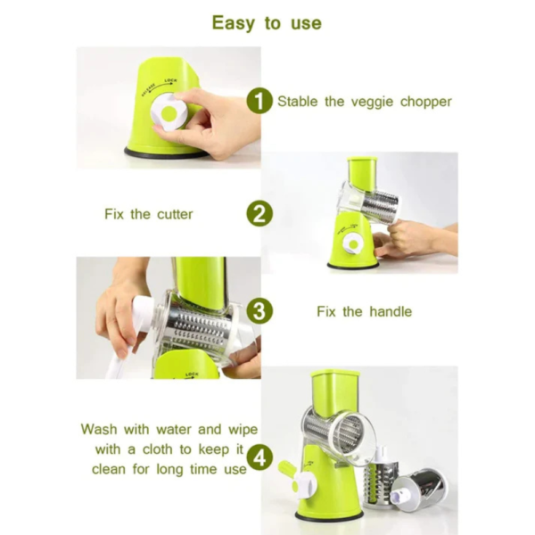 3-in-1 Manual Drum Cheese Grater & Vegetable Cutter Slicer - Image 3