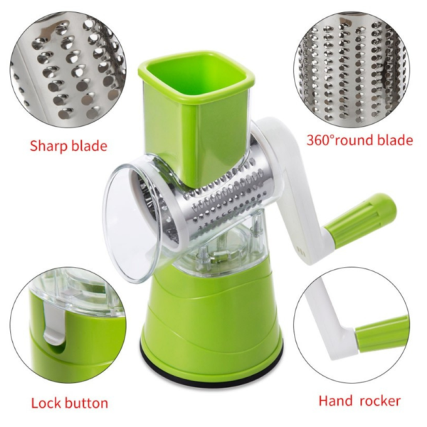 3-in-1 Manual Drum Cheese Grater & Vegetable Cutter Slicer - Image 4